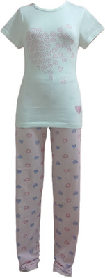 48% OFF on Sweet Dreamers Kids Nightwear Girls Graphic Print Cotton Blend