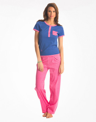 

PrettySecrets Women Polka Print Multicolor Top & Pyjama Set