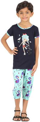

Meril Kids Nightwear Girls Graphic Print Cotton, Navy