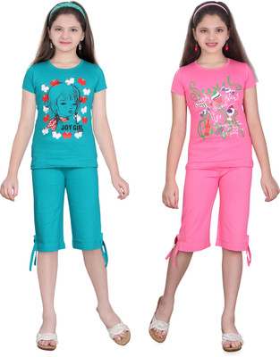 SINI MINI Girls Casual Top Capri(Multi Color)