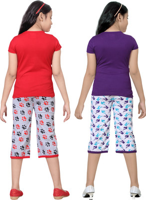 

Sini Mini Kids Nightwear Girls Printed Cotton, Set_2spa555pur_pet_pur_tp_foot666rd_bk_rd_tp