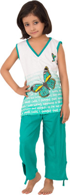 

BuyNewTrend Girls Printed Multicolor Top & Pyjama Set