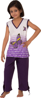 

BuyNewTrend Girls Printed Multicolor Top & Pyjama Set