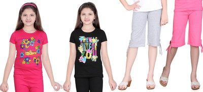 

Sini Mini Kids Nightwear Girls Printed, Solid Cotton, Multicolor