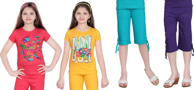 Sini Mini Kids Nightwear Girls Printed Cotton, Multicolor