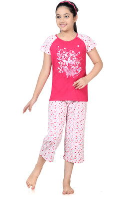 

Kombee Kids Nightwear Girls Printed Cotton, Red