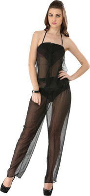 Fascinating Women Solid Black Top & Pyjama Set Fascinating Women Solid Black Top & Pyjama Set