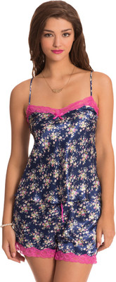 

PrettySecrets Women's Floral Print Dark Blue Top & Shorts Set, Dark blue;floral;print