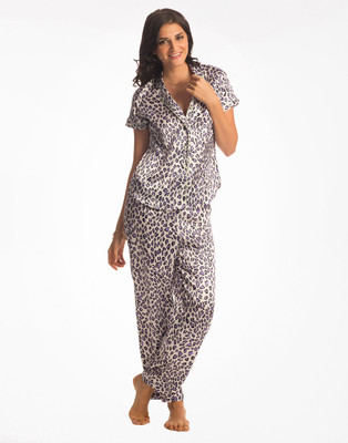 

PrettySecrets Women Animal Print Purple, Beige Top & Pyjama Set