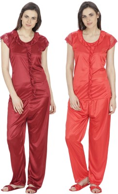Secret Wish Women Solid Multicolor Top & Pyjama Set