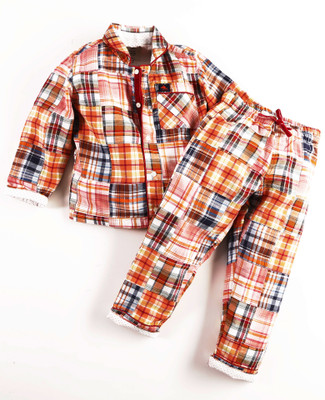 

Cherry Crumble California Kids Nightwear Girls Checkered Cotton, Check orange