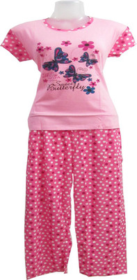 

Revinfashions Women's Polka Print Pink Top & Pyjama Set, Rose