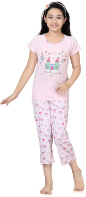 

Kombee Kids Nightwear Girls Printed Cotton, Pink