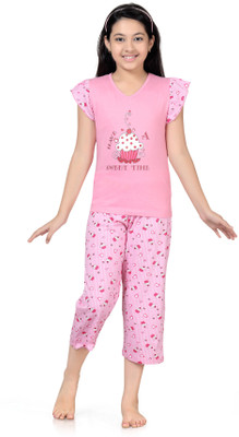 

Kombee Kids Nightwear Girls Printed Cotton, Pink