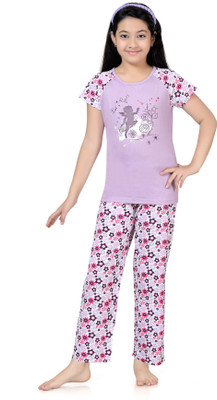 

Kombee Kids Nightwear Girls Printed Cotton, Purple