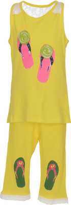 

Indirang Kids Nightwear Girls Printed Cotton(Yellow