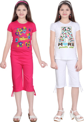 

Sini Mini Girls Casual Top Capri(Multicolor, Multi color
