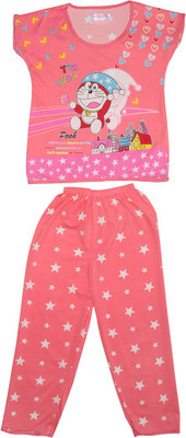 

Camey Kids Nightwear Girls Printed, Peach