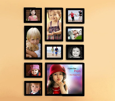 

A & M Wood Photo Frame(Black, 10 Photos)