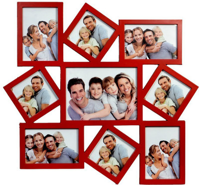 eCraftIndia Acrylic Photo Frame(Red, 9 Photos)