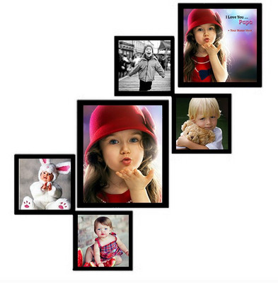 

A & M Wood Photo Frame(Black, 6 Photos)