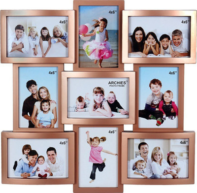 AapnoCrafts Acrylic Photo Frame(Gold, 9 Photos)