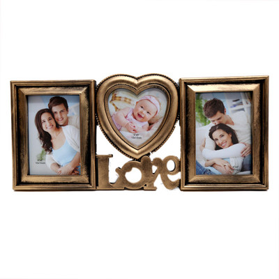 

Online World Acrylic Photo Frame(Gold, 3 Photos)