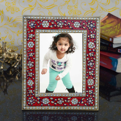 

eCraftIndia Stoneware Photo Frame(Red, Gold, Blue, 1 Photos)