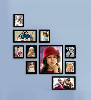 

A & M Wood Photo Frame(Black, 10 Photos)