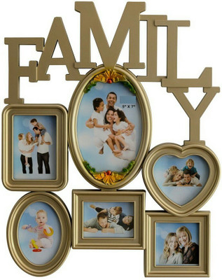 DivineCrafts Generic Photo Frame(Gold, 6 Photos)