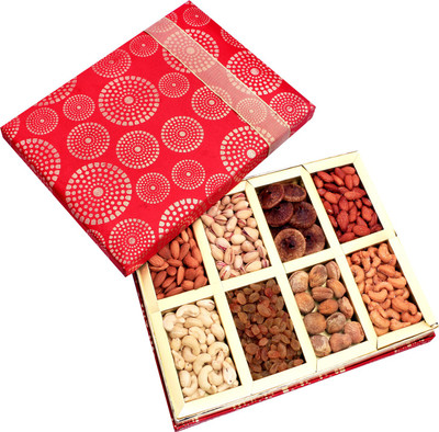 Ghasitaram Gifts Satin 8 part Dryfruit Pistachios, Cashews, Almonds, Raisins