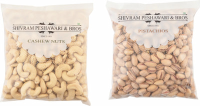 

Shivram Peshawari & Bros Combo of Cashew & Salt Pista 200 Grams Each Cashews, Pistachios(400 g, Pouch)