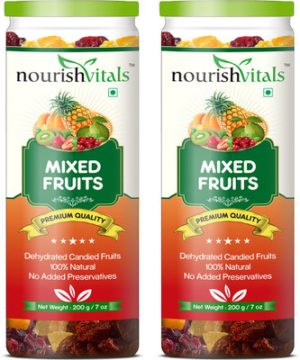 

NourishVitals (Dehydrated Fruits) Mixed Dried Fruits Almonds, Gooseberry, Apricots, Cranberries(200 g, Plastic Bottle)