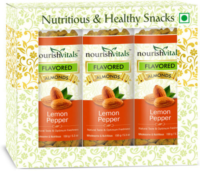 

NourishVitals Lemon Pepper Flavored Roasted Almonds(150 g, Plastic Bottle)