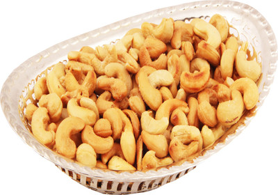 

Ghasitaram Gifts Silver Oval Bowl with Roasted Cashews(400 g)