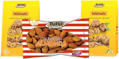 

Tulsi California Almonds Premium 500g + Kashmiri (Good Quality) Walnuts(900 g, Pouch)