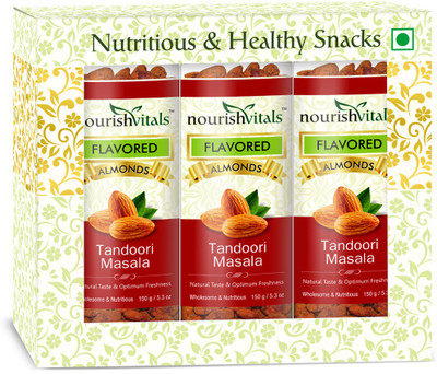 NourishVitals Tandoori Masala Flavored Roasted Almonds(150 g, Tin)