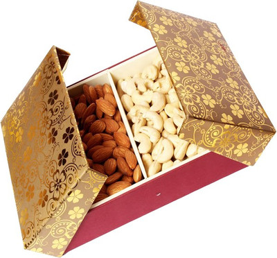

Ghasitaram Gifts Gold Book Shining Box Cashews, Almonds(200 g, Box)
