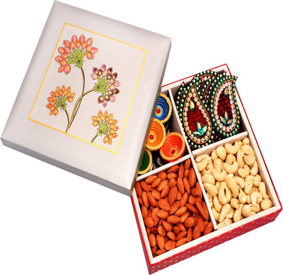 

Ghasitaram Gifts Silver Printed Hamper Almonds, Cashews(200 g, Box)