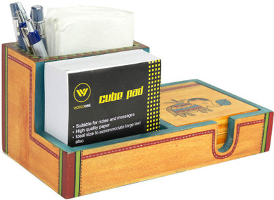 

VarEesha Ethnic Stationary Holder with 6 Coasters Office Set(Brown)