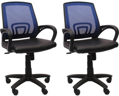 

VJ Interior Fabric Office Arm Chair(Blue, Set of 2)