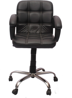 VJ Interior Leatherette Office Arm Chair(Black)