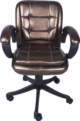 

VJ Interior Leatherette Office Arm Chair(Brown)