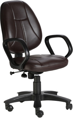

VJ Interior Leatherette Office Arm Chair(Brown)