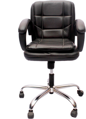 VJ Interior Leatherette Office Arm Chair(Black)