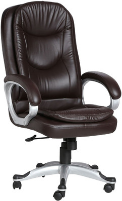 

VJ Interior Leatherette Office Arm Chair(Brown)