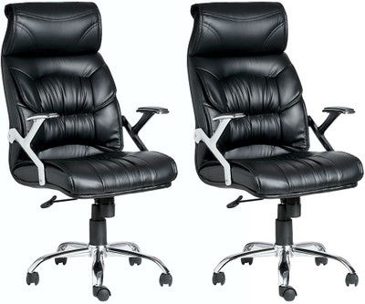 

VJ Interior Leatherette Office Arm Chair(Black, Set of 2)