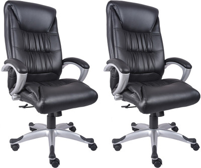 

VJ Interior Leatherette Office Arm Chair(Black, Set of 2)