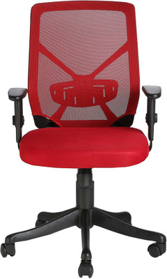 VJ Interior Fabric Office Arm Chair(Red, Black)