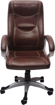 

VJ Interior Leatherette Office Arm Chair(Brown)